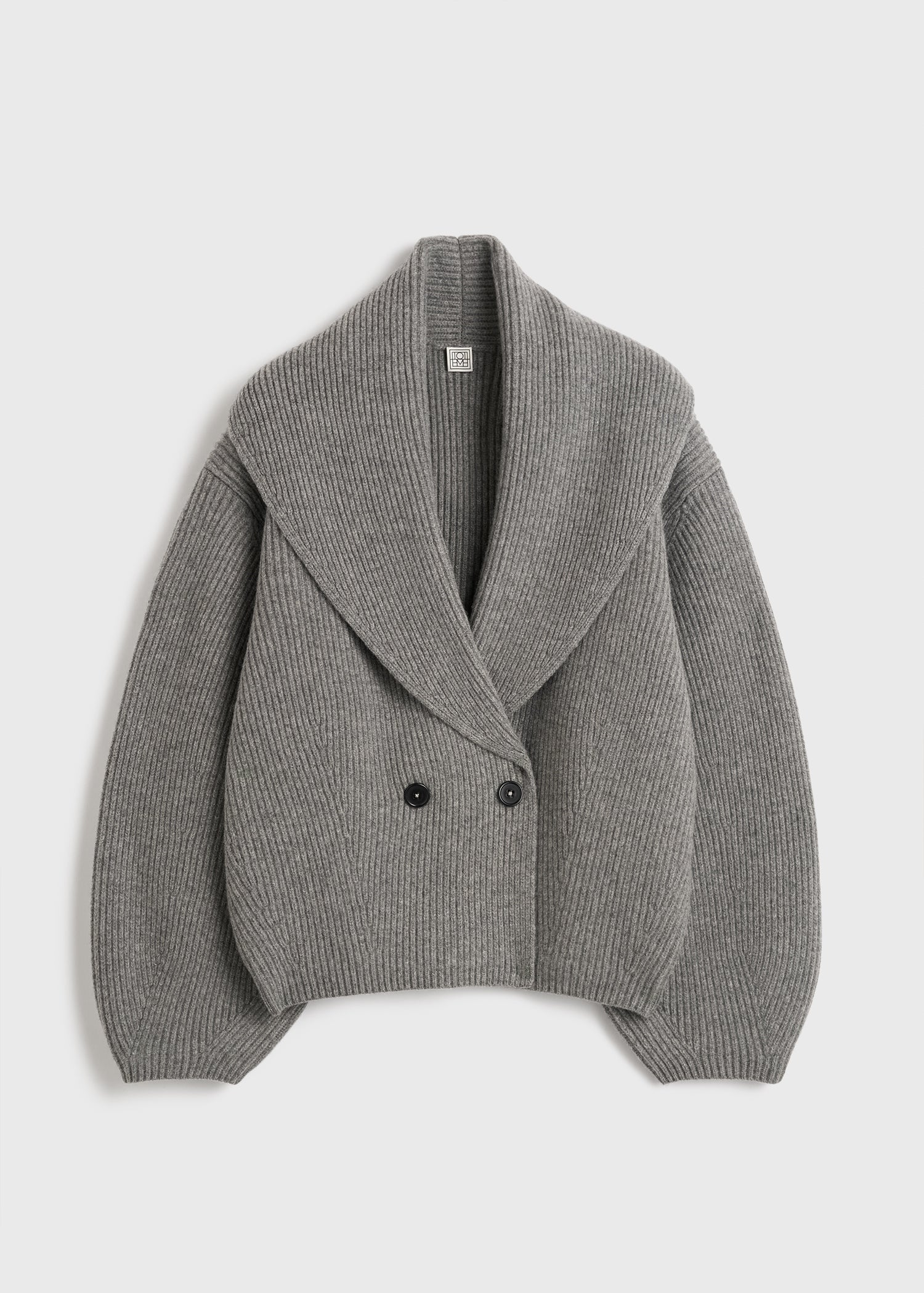 Shawl-lapel cardigan mid grey